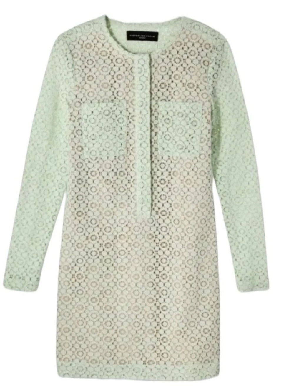 Victoria Beckham For Target Women's Mint Green Lace Long Sleeve Shift Dress XS